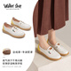 Walker Shop奧卡索板鞋女復(fù)古厚底休閑鞋女新款戶外增高休閑運動德訓鞋女板鞋 米白 37