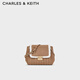 CHARLES&KEITH毛絨格紋鏈條單肩腋下包女生日禮物七夕禮物CK2-20782463-1 Tan茶色 中包