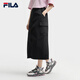 FILA 斐樂官方女士梭織裙2025夏季新款休閑涼感防曬半身裙工裝裙 正黑色-BK L 170/70A/L