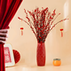 綠有意銀柳真花鮮枝水培雪柳干花紅梅花年宵花卉新年擺件裝飾室內植物 波紅塑料瓶+銀柳30枝+燈籠