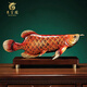 慕芳閣黃銅招財金龍魚(yú)擺件公司開(kāi)業(yè)喬遷禮物高檔辦公室客廳桌面擺件 小號（約長(cháng)28厘米）