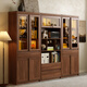 格雅木語(yǔ)新中式黑胡桃實(shí)木書(shū)柜組合收納柜置物一體靠墻書(shū)架簡(jiǎn)約現代玻璃柜 【2.4米】玻璃門(mén)*2+雙抽書(shū)柜