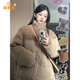 派吉鯊2025新款bf風短款棉服女燈芯絨拼接棉衣寬松加厚棉襖冬季外套 卡其色 S 105斤以下