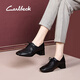 Carl Beck品牌2024新款秋季真皮女鞋軟皮羊皮粗跟深口單鞋中跟系帶小皮鞋春 黑色 37 235mm