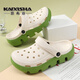 凱希鯊洞洞鞋女士外穿厚底新款防滑沙灘鞋2025新款休閑夏季涼拖鞋情侶款 白綠 37 (235mm)