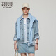 Teenie Weenie小熊女裝外套秋季簡(jiǎn)約休閑學(xué)院時(shí)尚牛仔上衣 淺藍色 M
