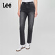Lee【張凌赫代言】25新品422修身中腰直腳黑灰色女牛仔褲休閑潮流 黑灰色 28