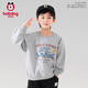 巴布豆T恤長(cháng)袖春秋新款寶寶上衣兒童衛衣童裝男童外穿衣服春裝SA 春秋衛衣-汽車(chē)灰色 130cm 73