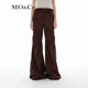 MO&Co.闊腿褲SUNNEI聯(lián)名系列工裝口袋高腰喇叭褲休閑褲摩安珂新年紅 紅棕色 M 165