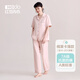 紅豆（Hodo）涼感睡衣女純棉夏短袖長(cháng)褲防螨抗菌男透氣可外穿情侶家居服套裝 女士浣紗粉 A類(lèi)抗菌防螨 L