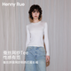 Henny Rue女士打底衫女春季薄款含蠶絲拼接網(wǎng)紗刺繡純色打底長袖上衣T恤衫 云朵白 M （建議80-110斤）