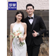 羅蒙新郎結(jié)婚西服男2025韓版修身正裝商務(wù)青中年宴會(huì)晚禮服西裝套裝 黑色上衣+褲子+送襯衫領(lǐng)結(jié) XL