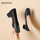 DAPHNE達芙妮高跟鞋女淺口增高單鞋2025新款舒適氣質(zhì)百搭淑女粗跟女鞋 黑色 4.5cm 37 (235mm)
