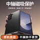 形物適用三星zfold7手機殼 三星ZFold7 保護套典藏 版?zhèn)然瑹o障礙素皮中軸鉸鏈商務(wù)高檔皮套-黑色