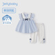 JELLYBABY[7A抗菌]女童夏裝套裝寶寶夏天娃娃衫打底褲小童新款兒童洋氣衣服 藍色【7A抗菌】 130