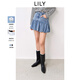 LILY【云朵PLUS牛仔】2025春新款女裝柔軟高腰氣球裙半身裙女短裙 419牛仔藍 XL
