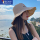 啄木鳥防曬帽子女夏季雙面漁夫帽簡約百搭戶外出行防紫外太陽帽遮陽帽子 米色 均碼