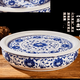 裂均陶瓷景德鎮青花圓形茶盤(pán)功夫茶具雙層儲水茶臺家用托盤(pán)單盤(pán) 青花纏枝蓮B款