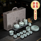 講茗堂高檔汝窯功夫茶具整套側(cè)把茶壺蓋碗天青色手工汝瓷開片送禮品實(shí)用 月影天青汝窯套裝-次日達(dá) 16頭