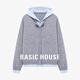 百家好（Basic House）2025春新款羊毛針織開衫女連帽假兩件上衣外套設計感內搭打底衫 灰色 M