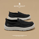 夢(mèng)特嬌（MONTAGUT）老北京一腳蹬布鞋2026春夏輕薄透氣帆布運動(dòng)休閑鞋男士軟底健步鞋 黑色(皮鞋碼） 41