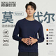 霞湖世家【蘭精莫代爾棉】長(cháng)袖T恤男2025春季新品7A抑菌圓領(lǐng)打底衫107A 寶藍色 常規 L （141-155斤）
