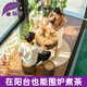 紫葉（ziye）花雨間陽(yáng)臺茶桌椅組合小戶(hù)型現代簡(jiǎn)約茶臺桌椅戶(hù)外創(chuàng  )意休閑小茶幾 【新品】電陶爐桌椅 棕木紋