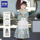 羅蒙女童漢服新中式古裝秋款國風(fēng)馬面裙演出服 漢服豆蔻綠三件套 160