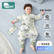柯斯德尼（kidsneed）嬰兒睡袋兒童春秋前6后4長(cháng)袖分腿竹棉寶寶兒童睡衣熊貓秘境L碼