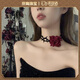 oein【荊棘玫瑰】choker脖子女項圈頸紅色花鏈鎖骨鏈花朵項鏈女裝扮配 紅色choker