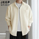 JEEP SPIRIT吉普長(cháng)袖襯衫男秋冬季潮流襯衣男士華夫格上衣外套男裝 米杏 M
