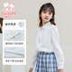 富羅迷女童襯衫春秋學(xué)院風(fēng)百搭休閑長(cháng)袖上衣兒童娃娃領(lǐng)襯衣 白色  165 