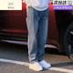斯睿霖依客梵品男裝春星空紋牛仔褲休閑男士寬松百搭潮流大碼直筒松緊腰 藍色 L 130-150斤