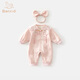 班喜迪嬰兒衣服春裝寶寶百天周歲禮服嬰幼兒國風(fēng)抓周連體衣新中式外出服 粉色 90cm