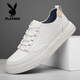 花花公子高端正品鞋子男鞋2026春夏季新款休閑牛皮鞋小白鞋男士板鞋男 白色 X82175 41