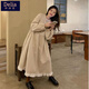 矜持范杏色減齡長袖連衣裙女裝春秋季2025新款小個子寬松顯瘦氣質(zhì)長裙子 杏色  M 【96-110】