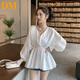 DALEY MODE通勤襯衫女長(zhǎng)袖上衣女休閑襯衫女秋新款襯衣女2025新款領(lǐng)蝙蝠袖收 白色 M