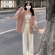 半繪針織衫女粉色毛衣外套女春秋2025新款穿搭慵懶風(fēng)外套別致上衣春裝 粉毛衣 S 85100斤