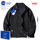 NASA GOOD官方男裝開(kāi)衫外套男工裝夾克男春秋款寬松潮流棒球服男士休閑衣服 黑色【常規款】 XL （建議155-170斤）