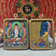青藏源西藏純手繪扎基拉姆黃黑財(cái)神大黑天文殊菩薩藥師佛小唐卡佛牌吊墜 虛空藏菩薩生肖?；⑹刈o(hù)神4*5cm1