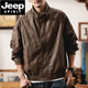 JEEP SPIRIT皮衣美拉德復古機車(chē)風(fēng)PU皮夾克男士春秋款飛行員外套男派克服 咖啡色KDKJ034 XL