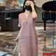 茵侈新中式國(guó)風(fēng)刺繡苧麻連衣裙女夏季新款氣質(zhì)寬松休閑長(zhǎng)裙子 淺紫色 2XL