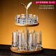 NOTICS水晶鉆石切面金箔白酒杯套裝創(chuàng  )意綠松石家用玻璃分酒器一口杯酒盅 （6壺6杯）鉆石切面 金箔款+圓杯架