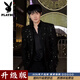 花花公子（PLAYBOY）墊肩西裝外套男生滿(mǎn)天星亮片訂婚穿搭感黑色晚禮服休閑小西服 黑色【升級款】 (建議：120-135斤) L