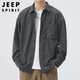 JEEP SPIRIT吉普襯衫男長袖燈芯絨休閑外套男士春秋季襯衣男裝潮流條紋衣服