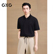 GXG男裝 馬球衫透氣彈力polo衫男士上衣翻領(lǐng)短袖T恤 25夏新品 黑色 L