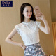 矜持范蕾打底衫女2025夏季新款女裝韓版修身型顯瘦百搭立領(lǐng)上衣 蕾絲衫【白色】 S 建議75-90斤
