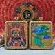青藏源西藏純手繪扎基拉姆黃黑財(cái)神大黑天文殊菩薩藥師佛小唐卡佛牌吊墜 扎基拉姆4*5cm紅凸金