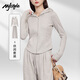 MJ STYLE運(yùn)動套裝女秋季2025年修身短款開衫外套糯米闊腿褲氣質(zhì)百搭兩件套