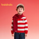 巴拉巴拉童裝兒童毛衣男童毛衫2025秋冬新款新年拜年服卡通套頭針織衫洋氣 白紅色調00416-條紋 201125103105 110